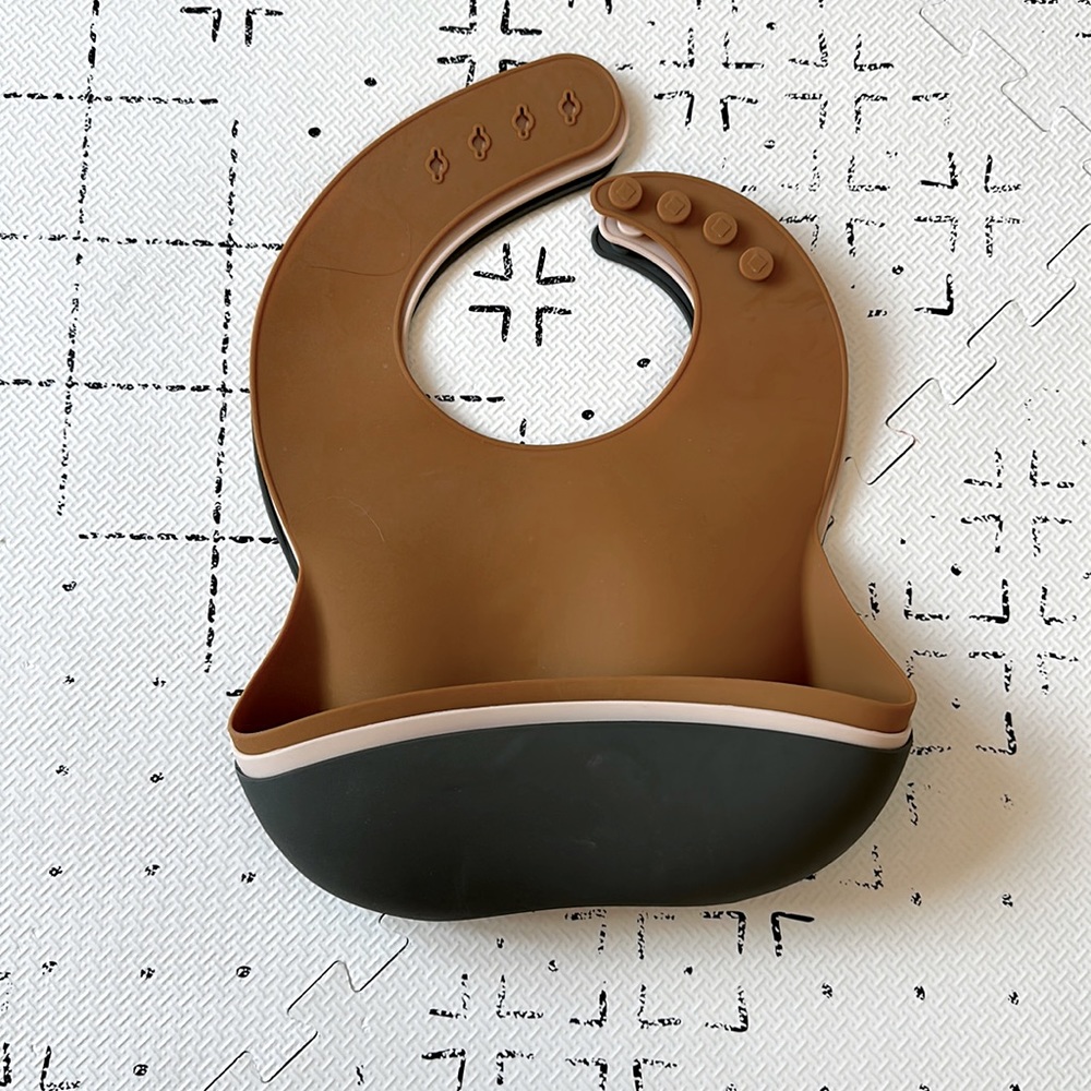 Moonkie Silicone Baby Bibs Set Of 3, BPA Free Soft Adjustable